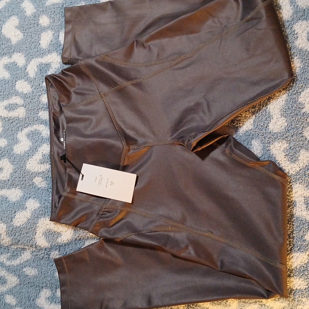 NWT Thrive Societe metallic gray leggings